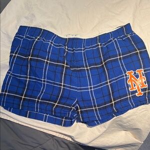 NY Mets women’s Blue Plaid Shorts (sleepwear) XL